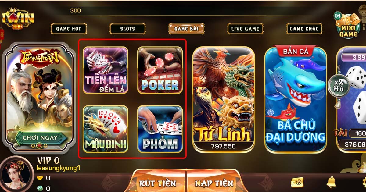 Chọn game bài bạn mong muốn